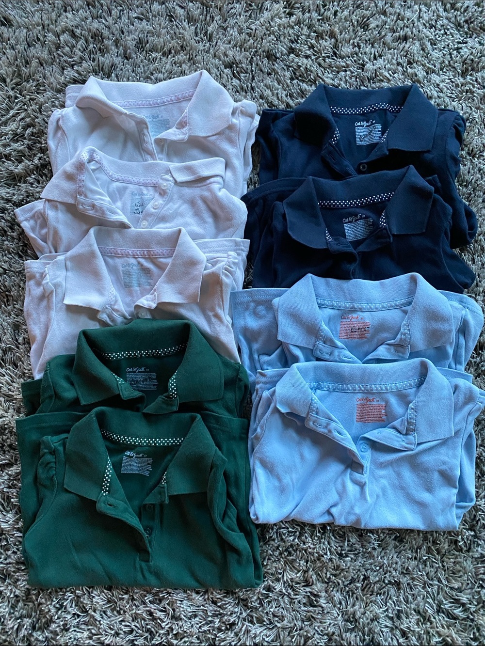 Cat & Jack girls school uniform short sleeve polos -MULTI PACK OF 9!!